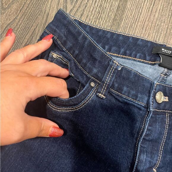 White House Black Market Straight Leg Jeans Cropped High Rise Dark Wash Size 4 - Picture 4 of 11